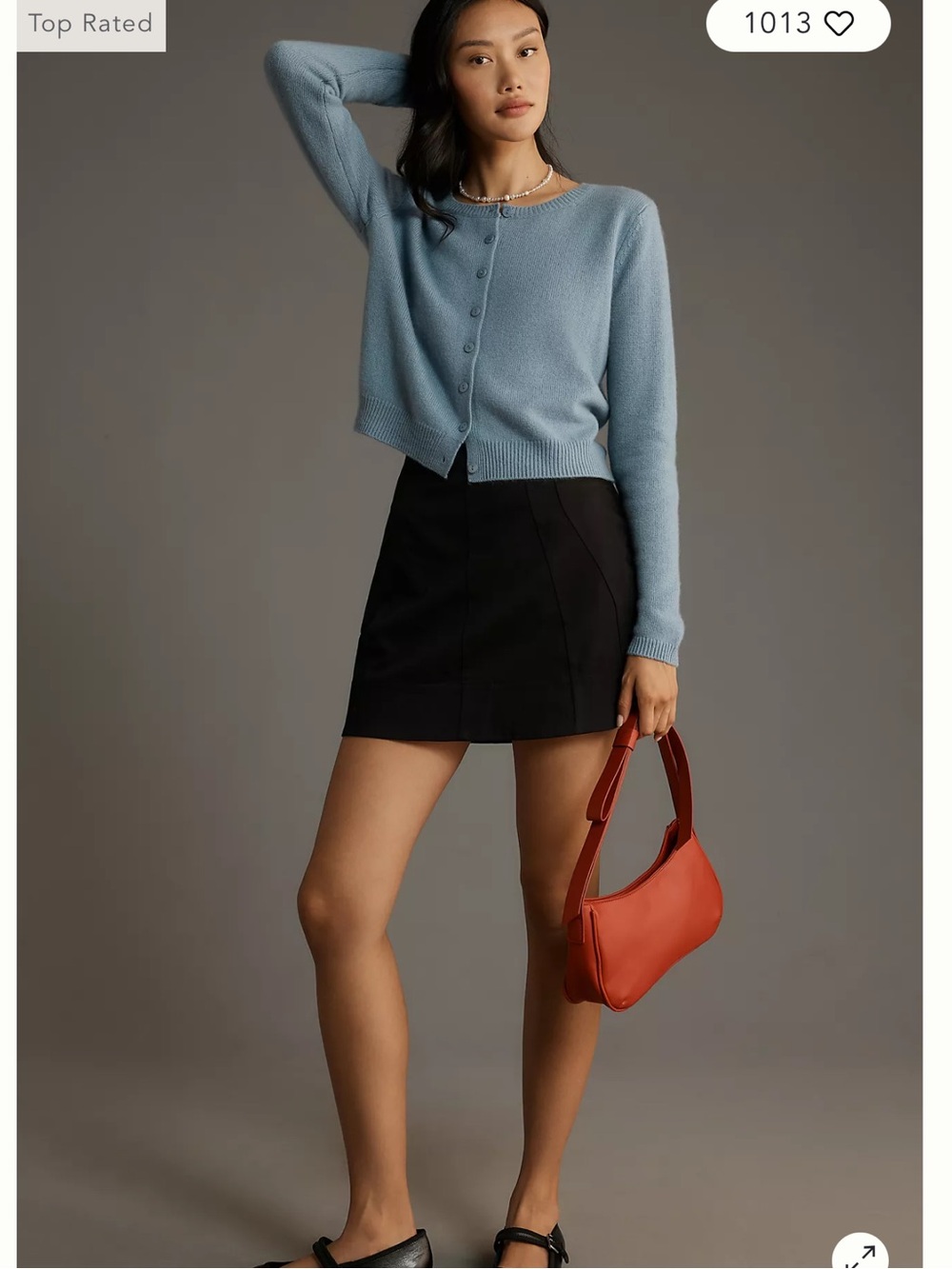 Reformation Clara Cashmere Crew Cardigan Sweater XS NEW Light Blue
